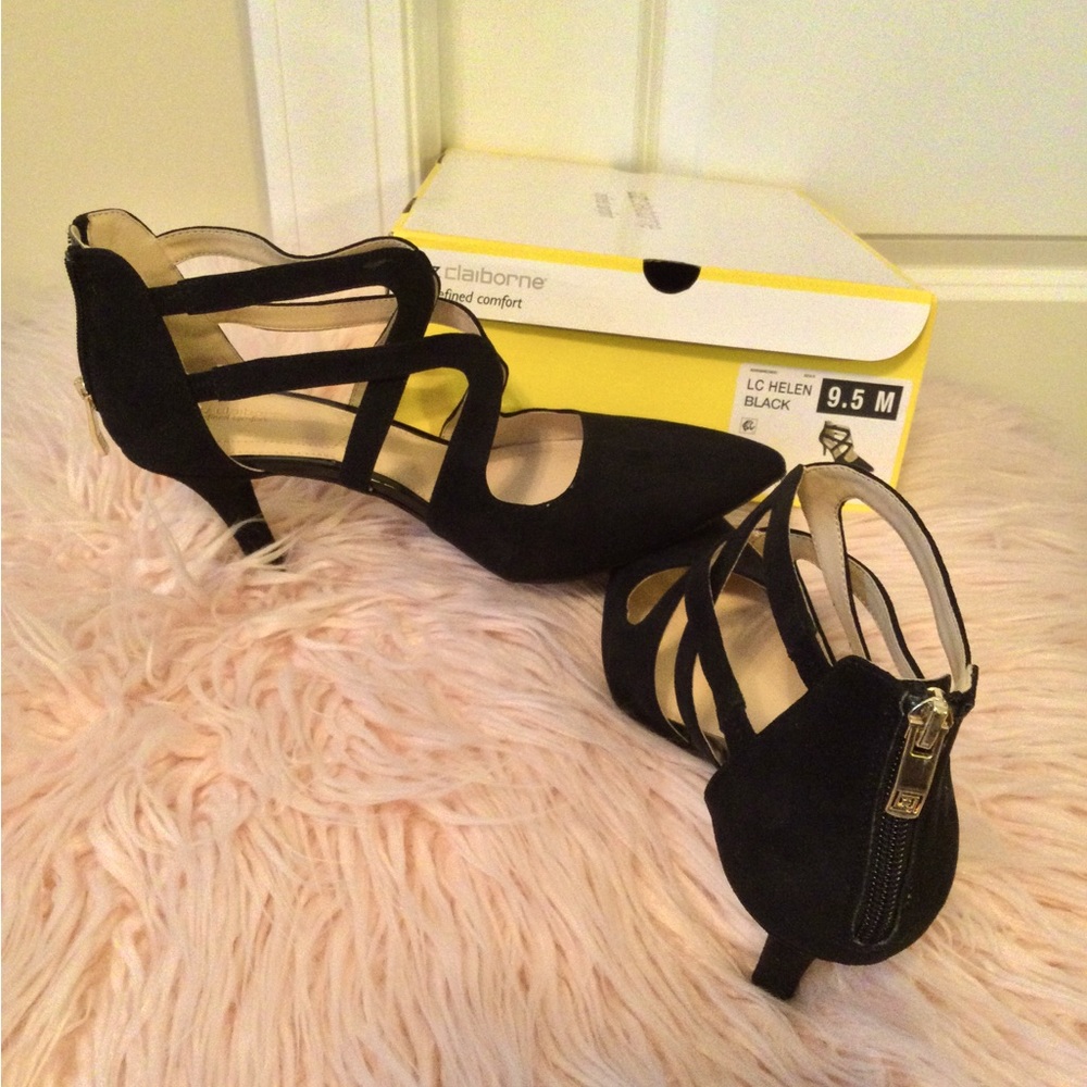 Liz Claiborne black heels with rear zipper
